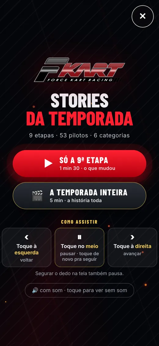 Stories da temporada FKART no celular